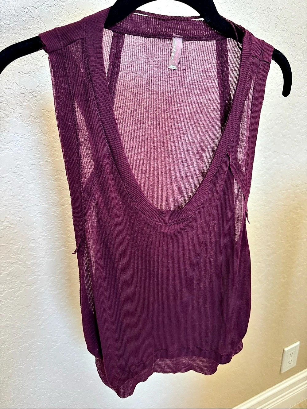 Free People Ribbed Tank Burgundy Size Small